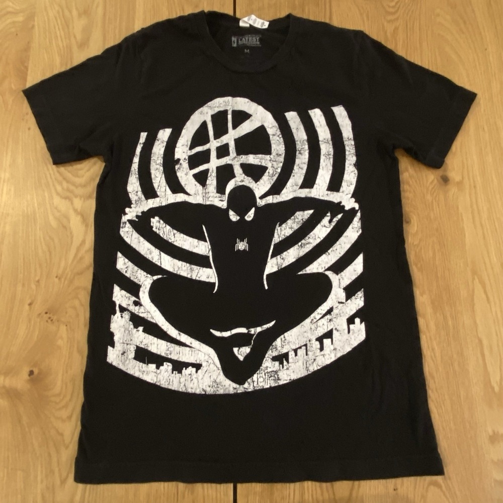 Latest Obsession Spider-Man T-shirt Black White Medium Unisex Rare HTF Lmtd.
